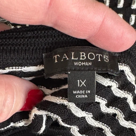 Talbots 1X 3/4 sleeve open weave cardigan sweater - Picture 2 of 6